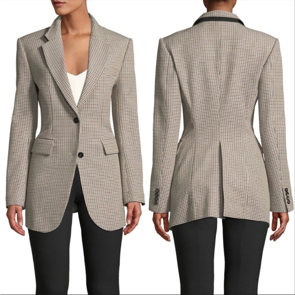 Theory Super Cinch Blazer Wool Blend Fremont Plaid